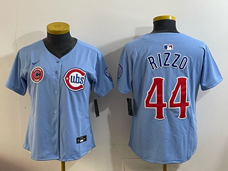 Women 2025 Chicago Cubs #44 Rizzo Light blue Game Nike MLB Jersey style 02